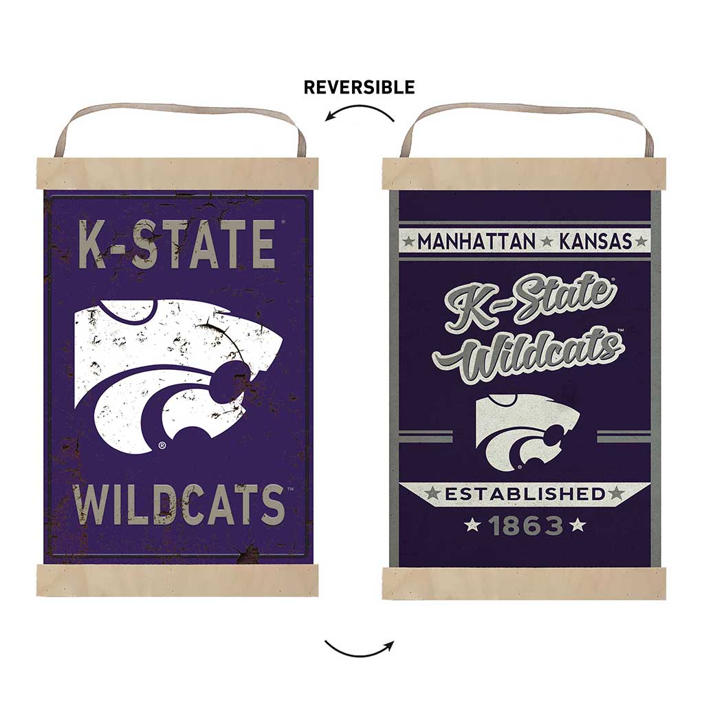 Reversible Banner Sign Faux Rusted Kansas State Wildcats