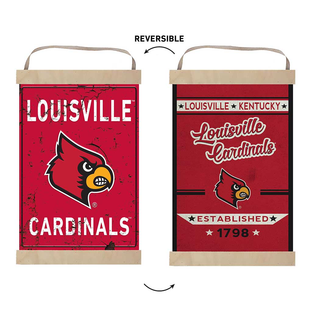 Reversible Banner Sign Faux Rusted Louisville Cardinals