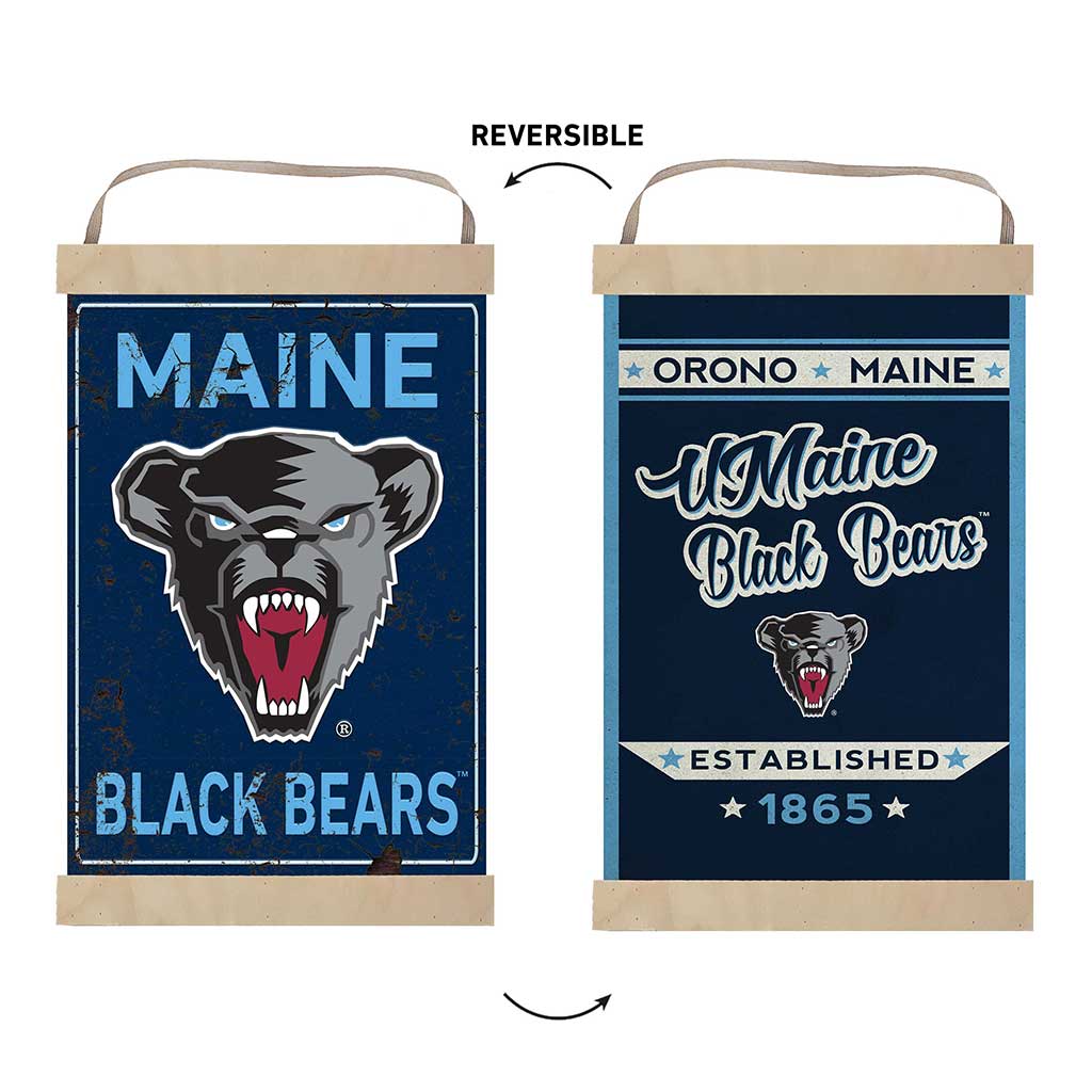 Reversible Banner Sign Faux Rusted Maine (Orono) Black Bears