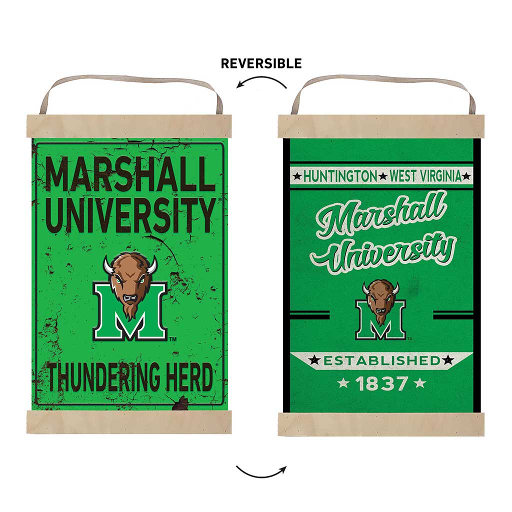 Reversible Banner Sign Faux Rusted Marshall Thundering Herd