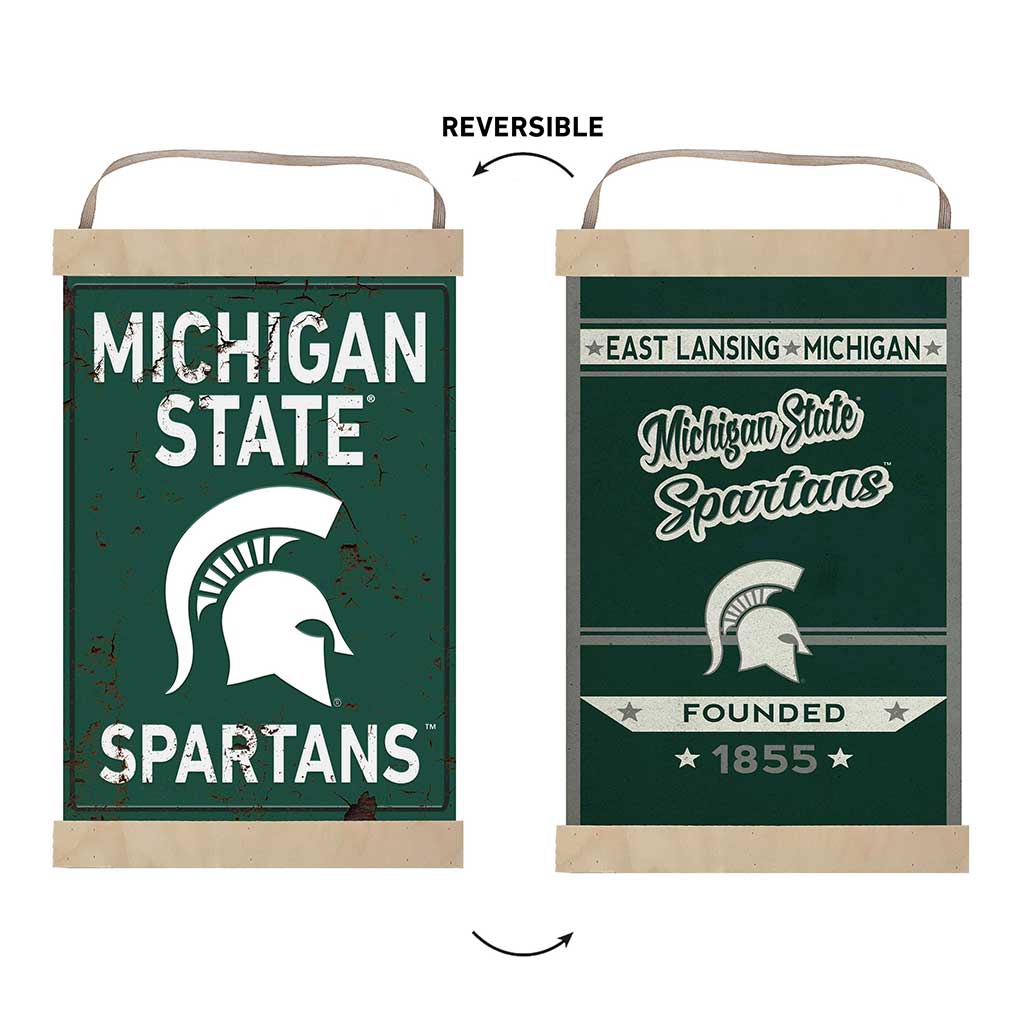 Reversible Banner Sign Faux Rusted Michigan State Spartans