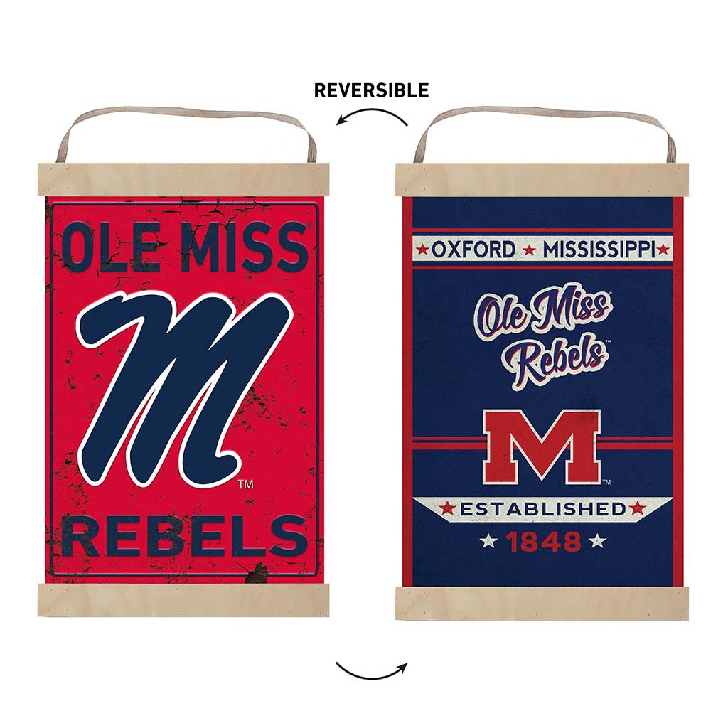 Reversible Banner Sign Faux Rusted Mississippi Rebels
