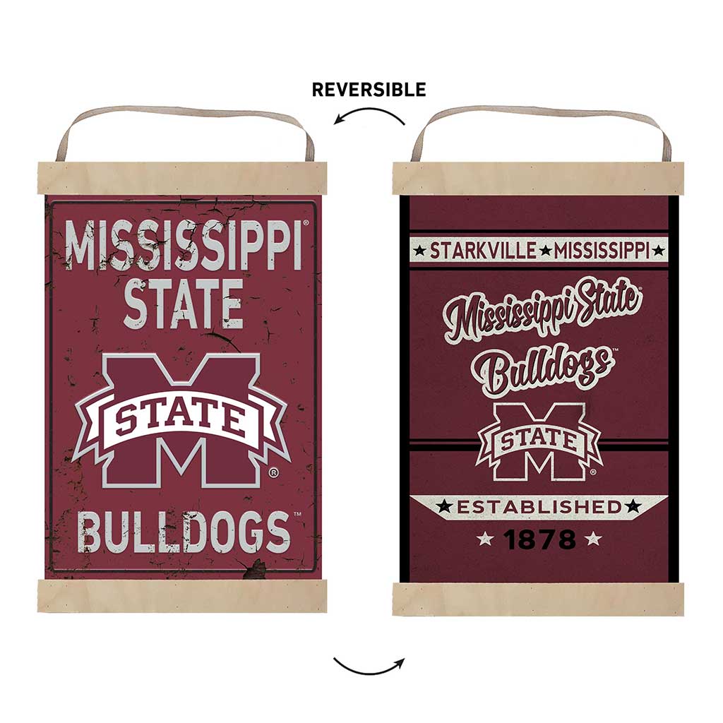 Reversible Banner Sign Faux Rusted Mississippi State Bulldogs
