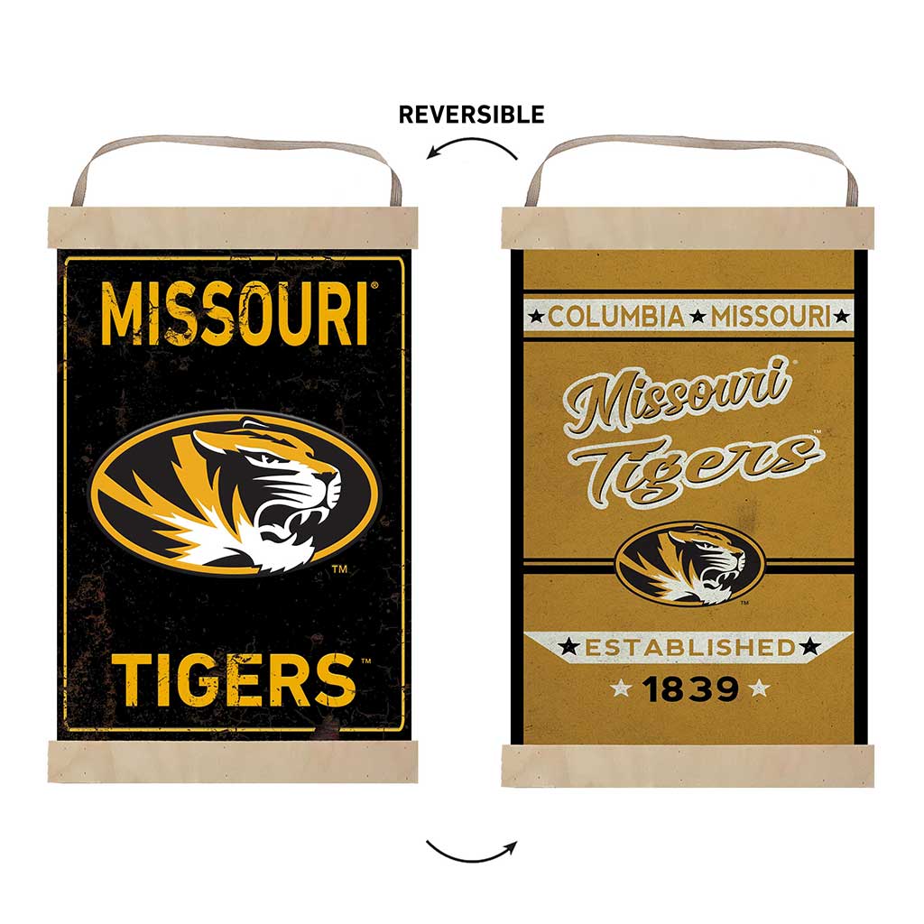 Reversible Banner Sign Faux Rusted Missouri Tigers