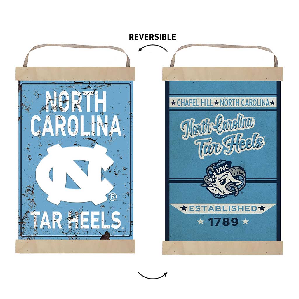 Reversible Banner Sign Faux Rusted North Carolina (Chapel Hill) Tar Heels