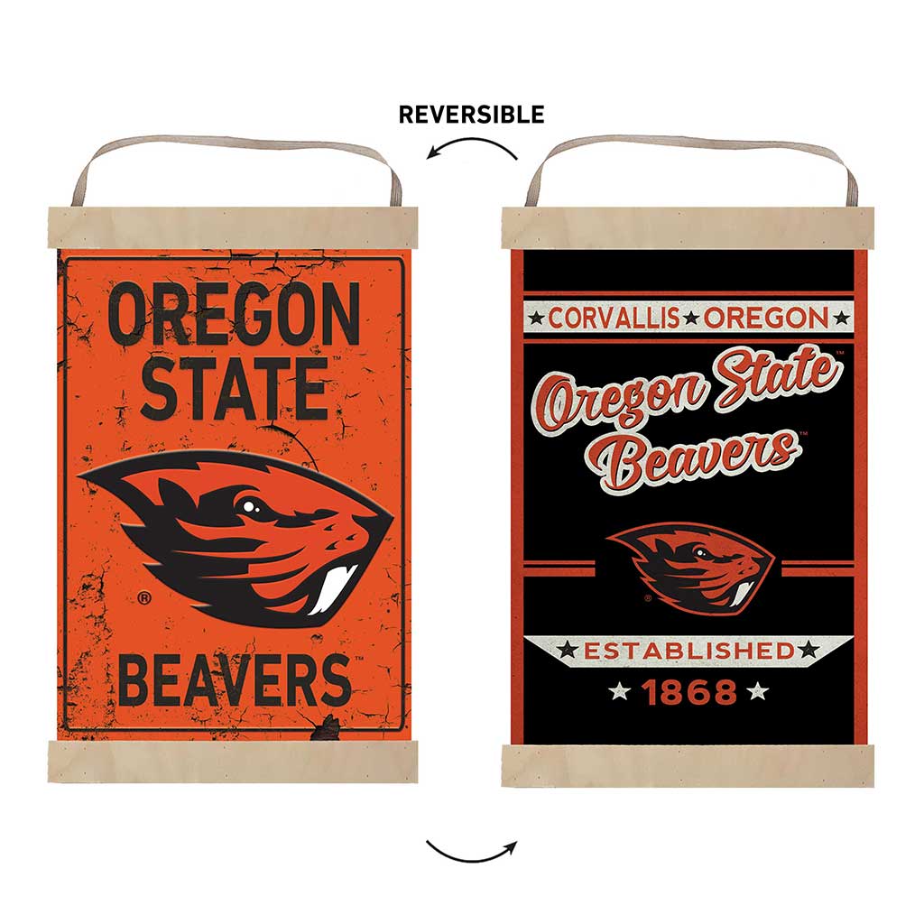 Reversible Banner Sign Faux Rusted Oregon State Beavers