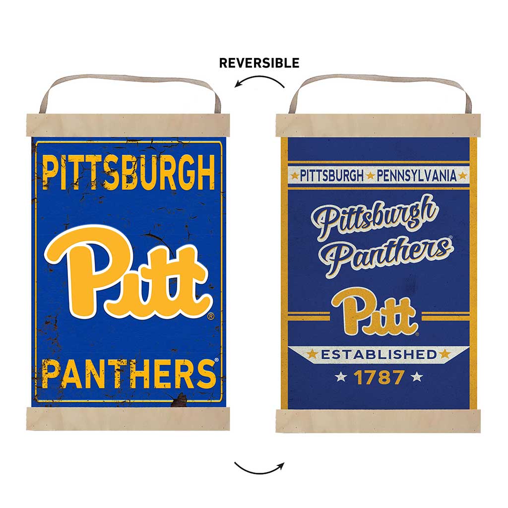Reversible Banner Sign Faux Rusted Pittsburgh Panthers