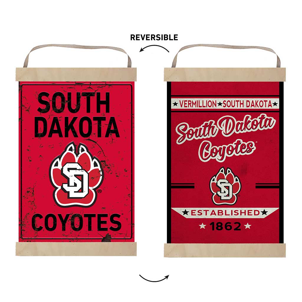 Reversible Banner Sign Faux Rusted South Dakota Coyotes