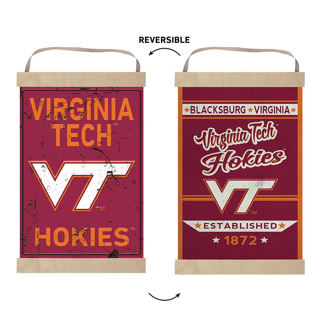 Reversible Banner Sign Faux Rusted Virginia Tech Hokies