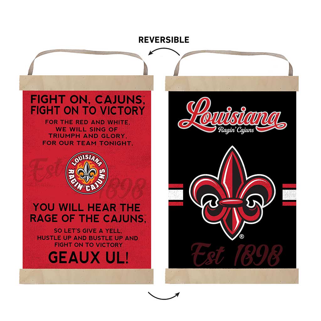 Reversible Banner Sign Fight Song Louisiana State Lafayette Ragin Cajuns