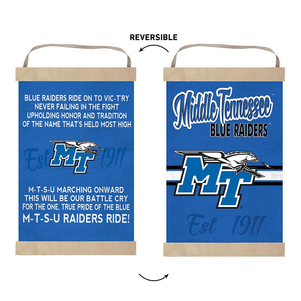 Reversible Banner Sign Fight Song Middle Tennessee State Blue Raiders