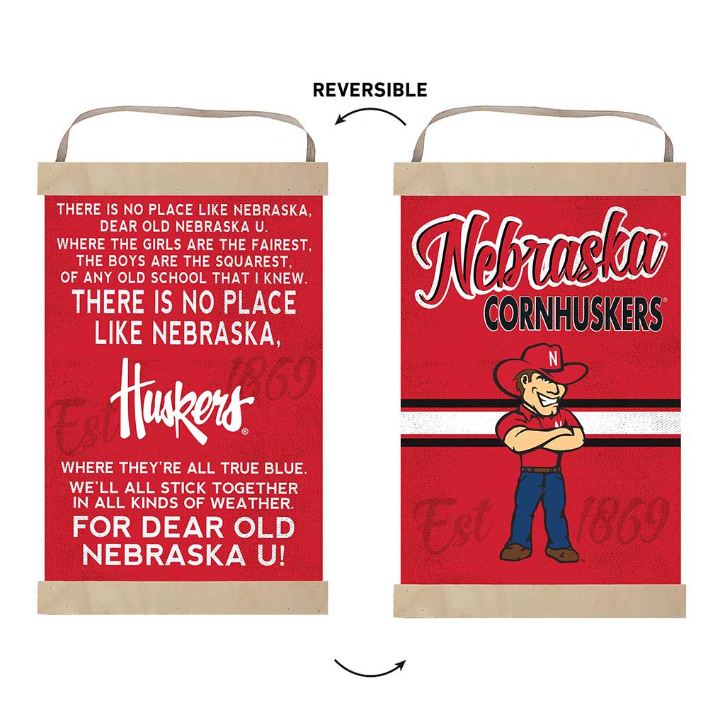 Reversible Banner Sign Fight Song Nebraska Cornhuskers
