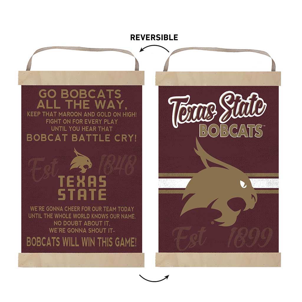 Reversible Banner Sign Fight Song Texas State Bobcats