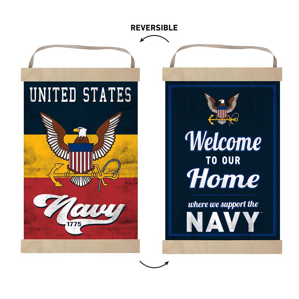 Reversible Banner Sign Retro Multi Color Navy