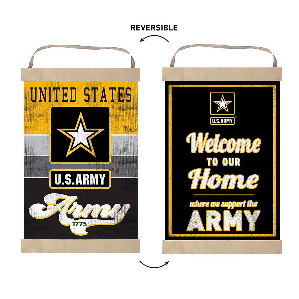 Reversible Banner Sign Retro Multi Color Army