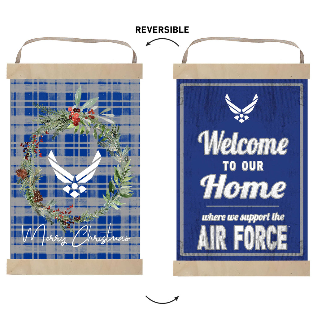 Reversible Banner Sign Merry Christmas Plaid Air Force