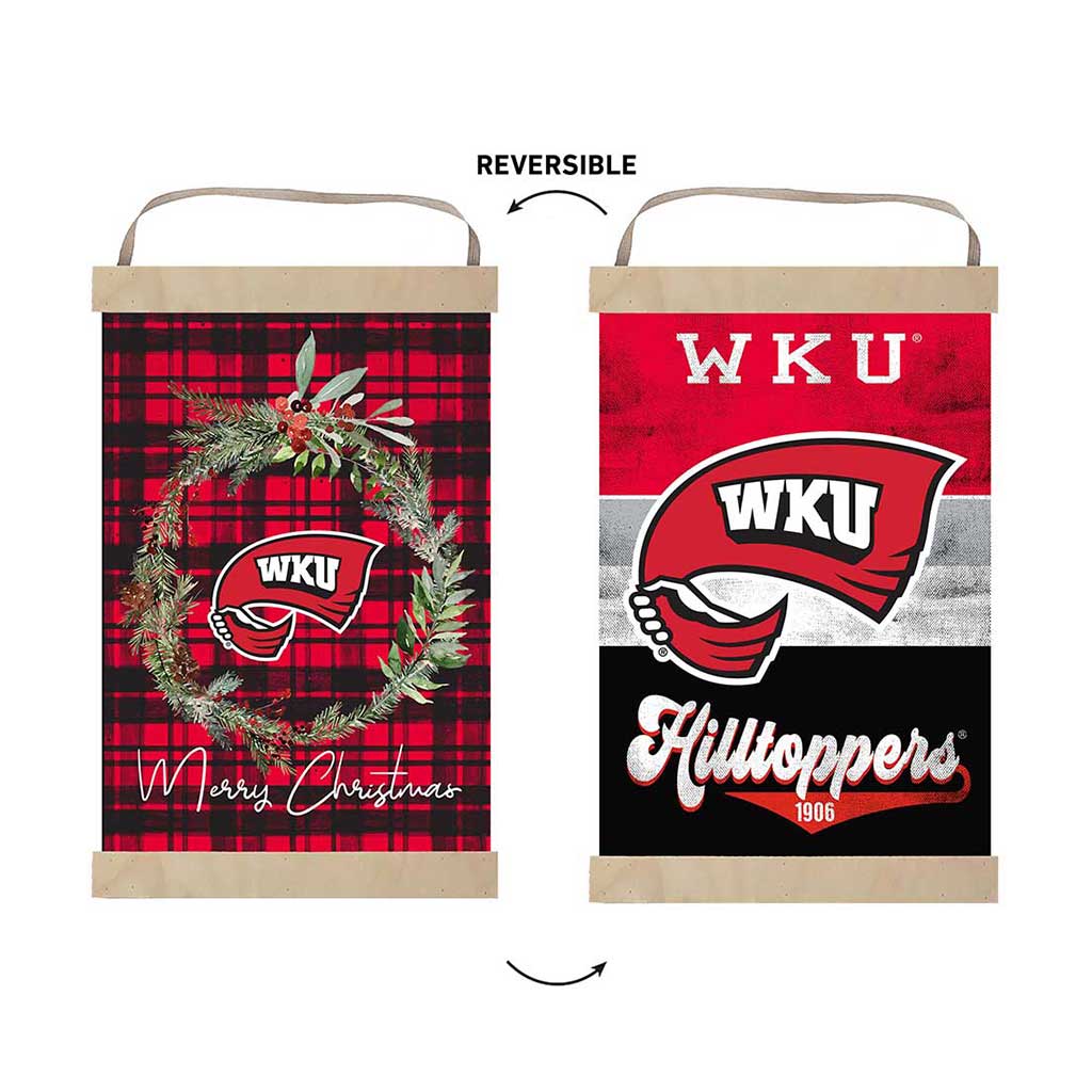 Reversible Banner Sign Merry Christmas Plaid Western Kentucky Hilltoppers