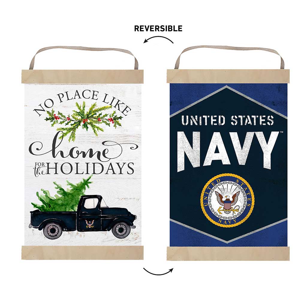 Reversible Banner Sign Home for Christmas Navy
