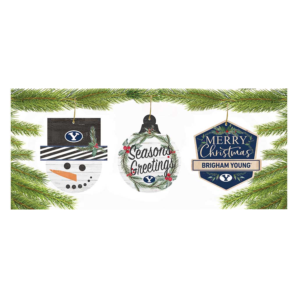 3 Pack Christmas Ornament Brigham Young Cougars