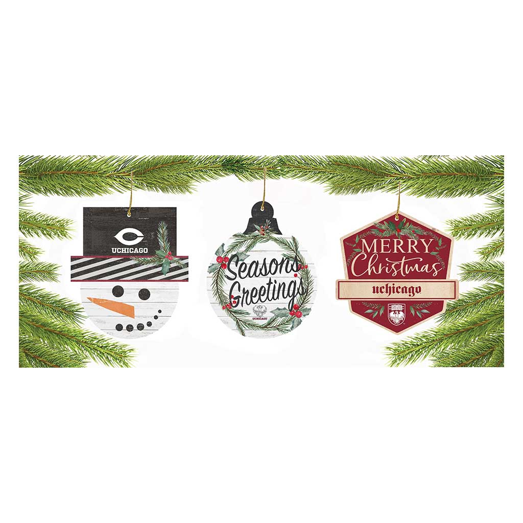 3 Pack Christmas Ornament University of Chicago Maroons