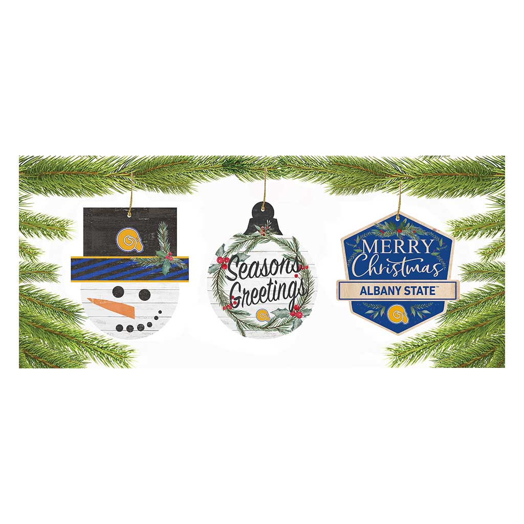 3 Pack Christmas Ornament Albany State University Golden Rams