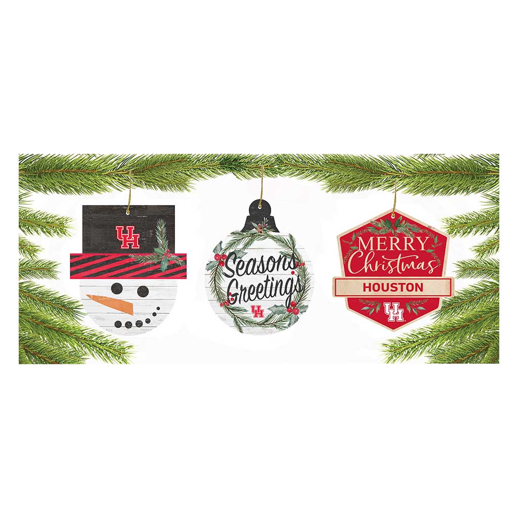 3 Pack Christmas Ornament Houston Cougars