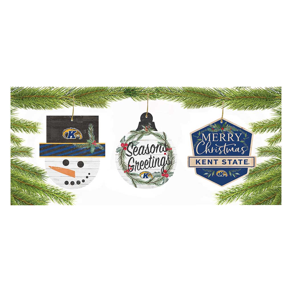 3 Pack Christmas Ornament Kent State Golden Flashes
