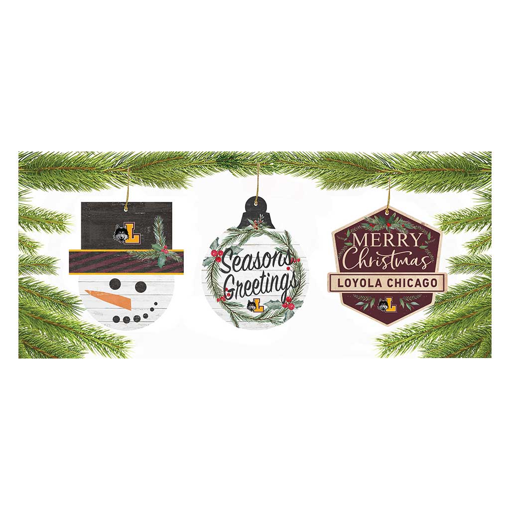 3 Pack Christmas Ornament Loyola Chicago Ramblers