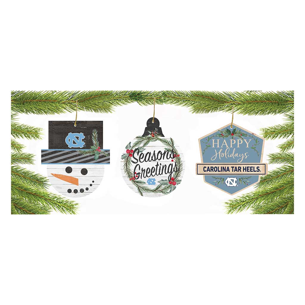 3 Pack Christmas Ornament North Carolina Chapel Hill Tar Heels