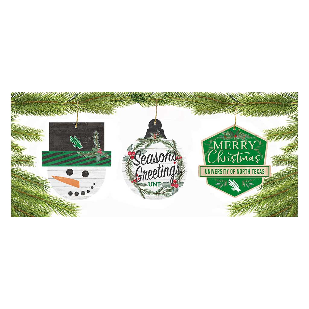 3 Pack Christmas Ornament North Texas Mean Green