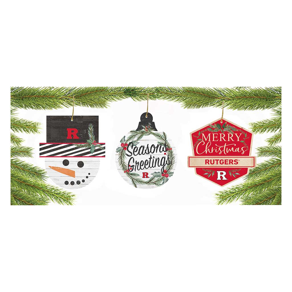 3 Pack Christmas Ornament Rutgers Scarlet Knights