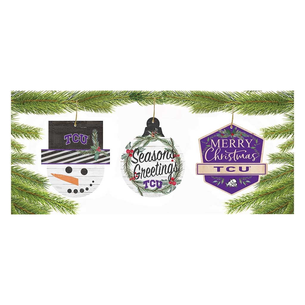 3 Pack Christmas Ornament Texas Christian Horned Frogs