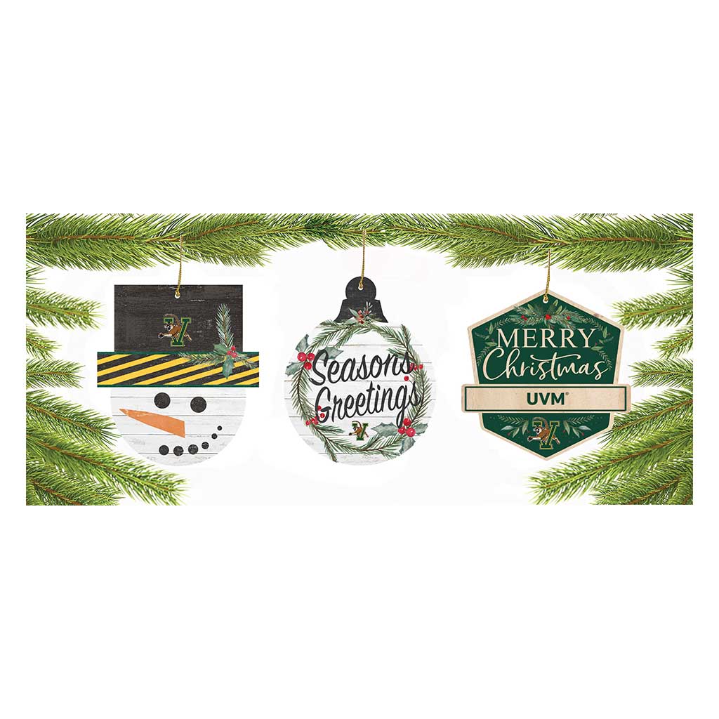 3 Pack Christmas Ornament Vermont Catamounts