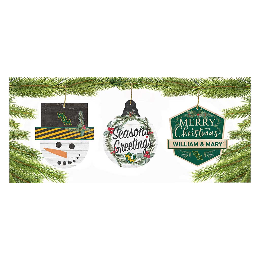 3 Pack Christmas Ornament William and Mary Tribe