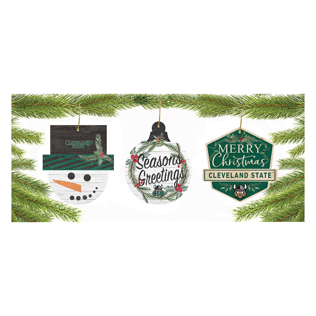 3 Pack Christmas Ornament Cleveland State Vikings