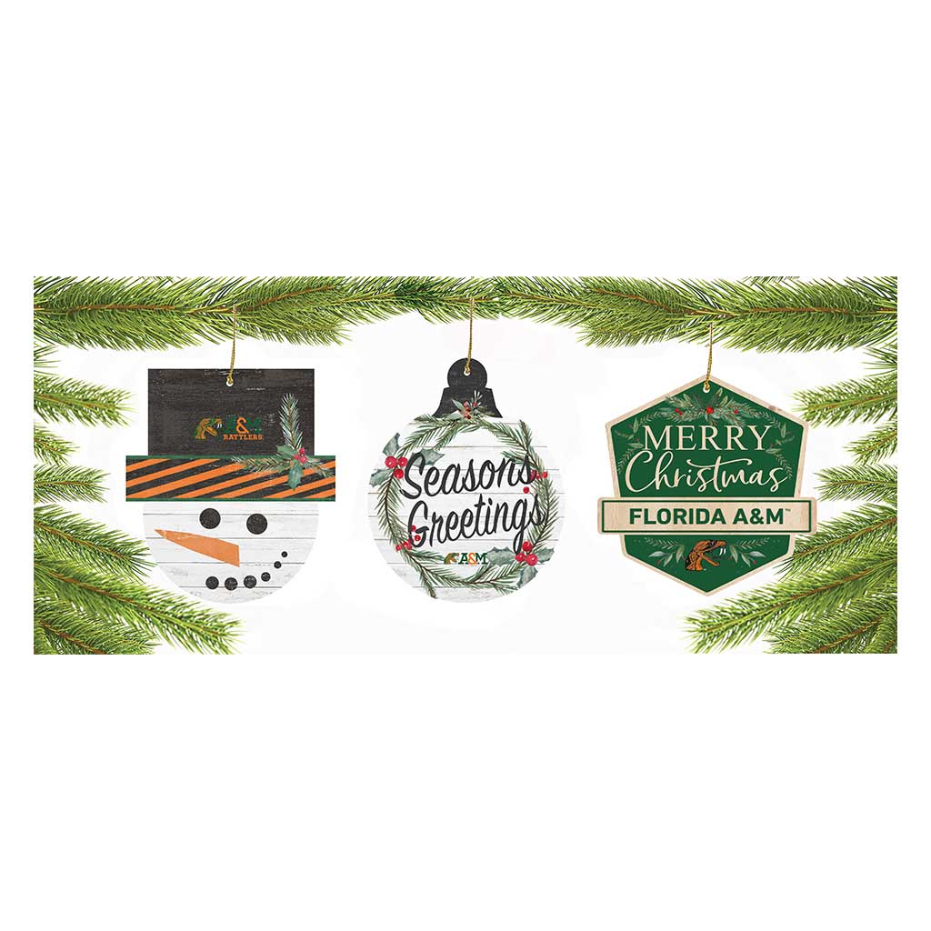3 Pack Christmas Ornament Florida A&M Rattlers