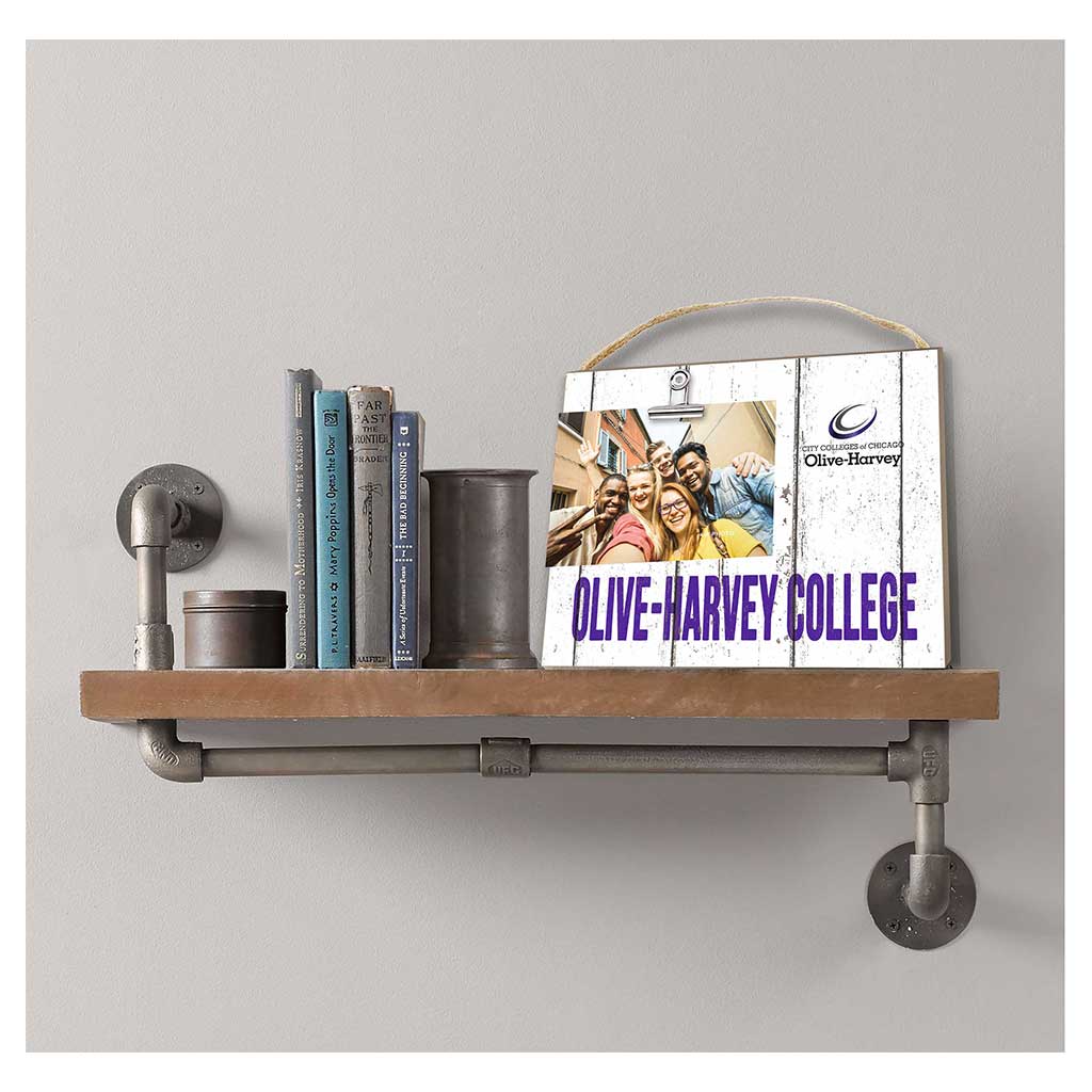 Clip It Weathered Logo Photo Frame Olive-Harvey College Panthers