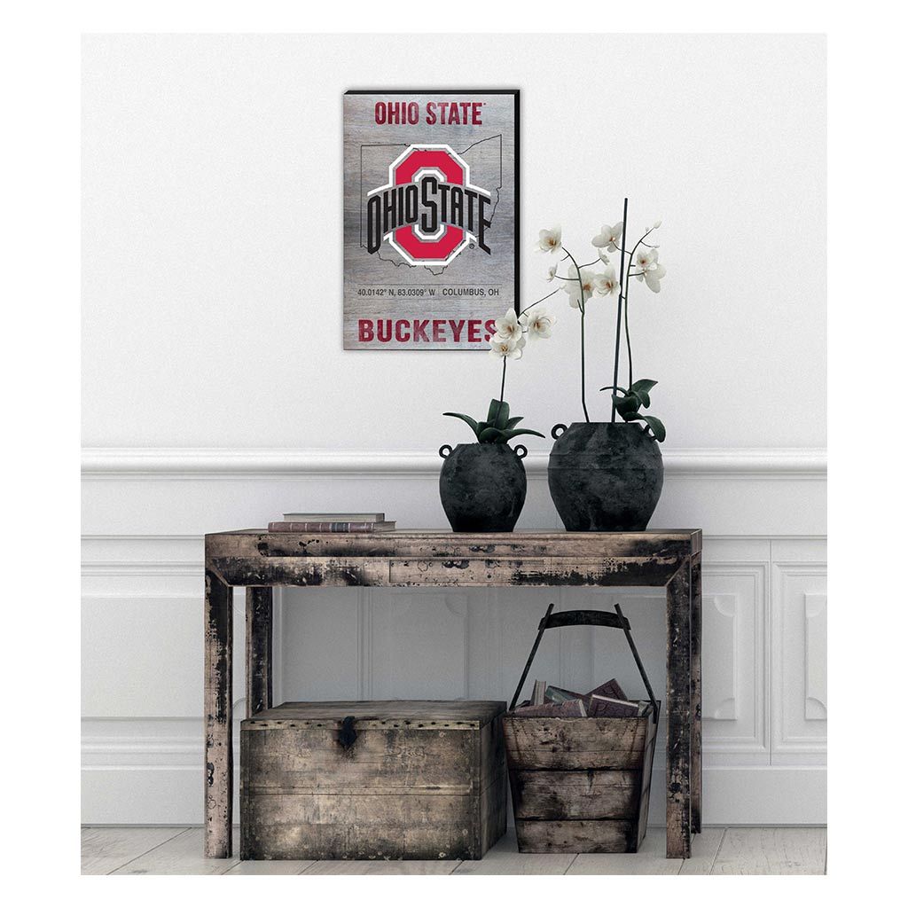 18x12 Canvas State Coordinates Ohio State Buckeyes