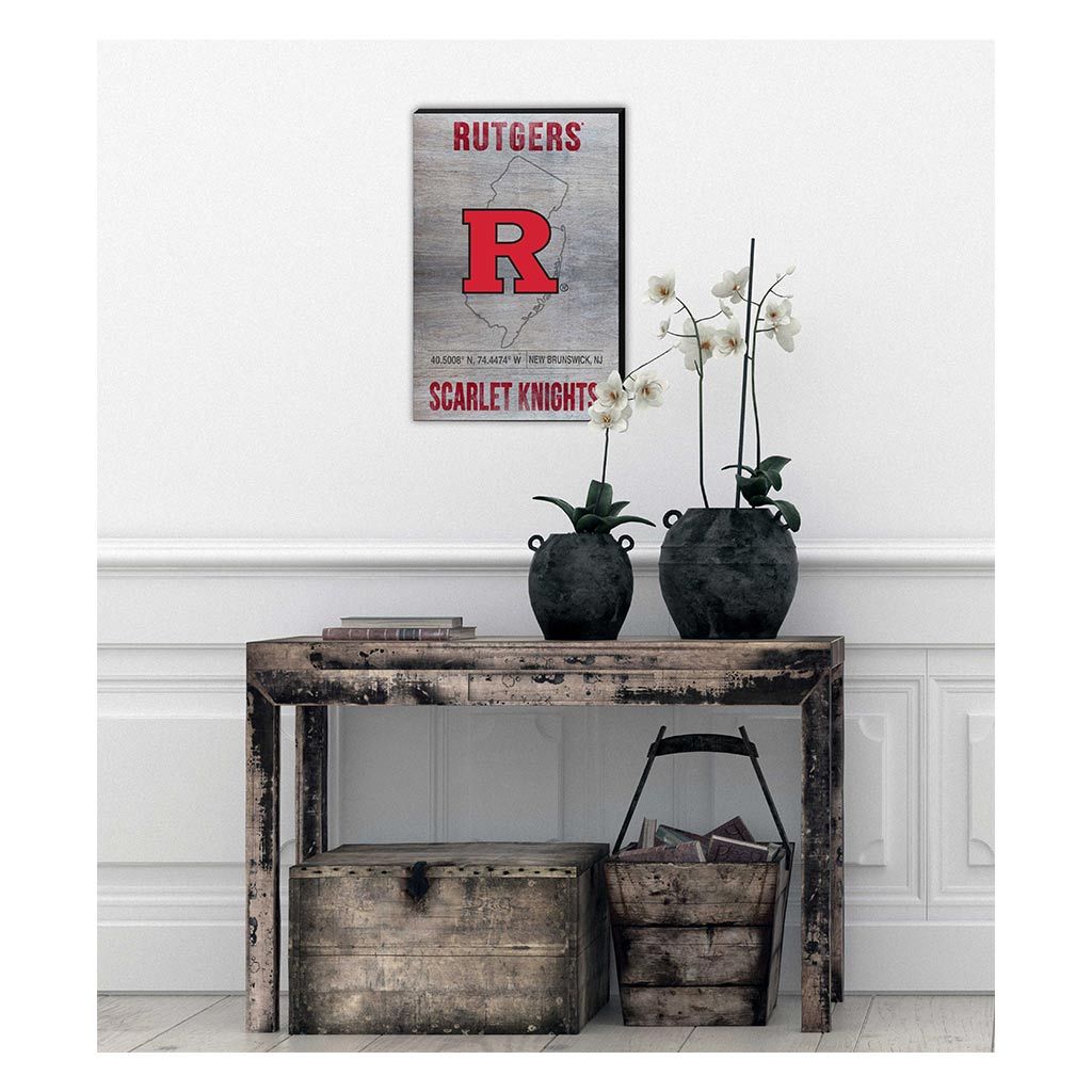 18x12 Canvas State Coordinates Rutgers Scarlet Knights