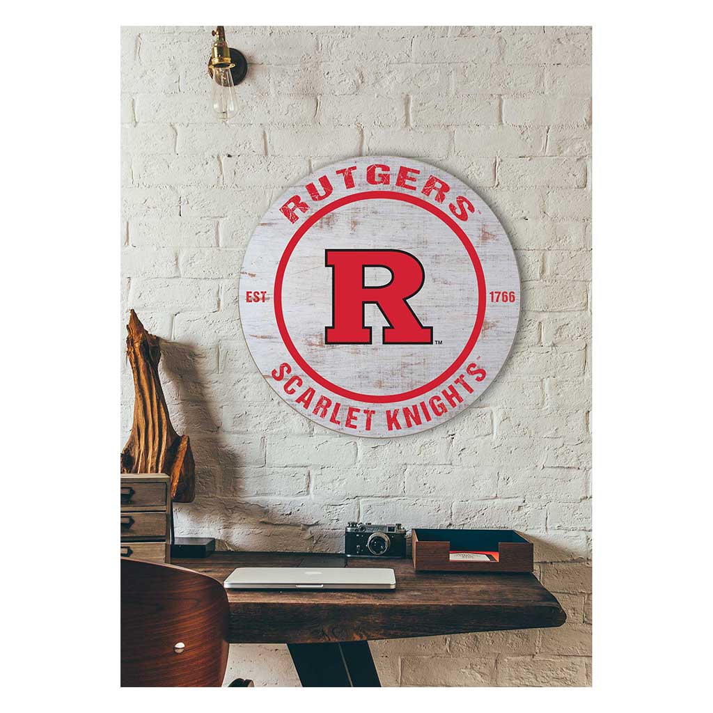 20x20 Weathered Circle Rutgers Scarlet Knights