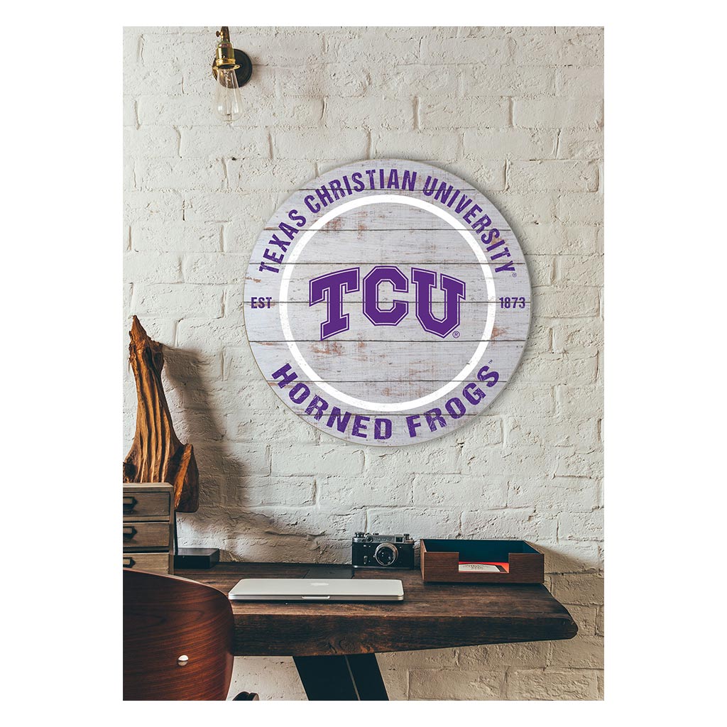 20x20 Weathered Circle Texas Christian Horned Frogs