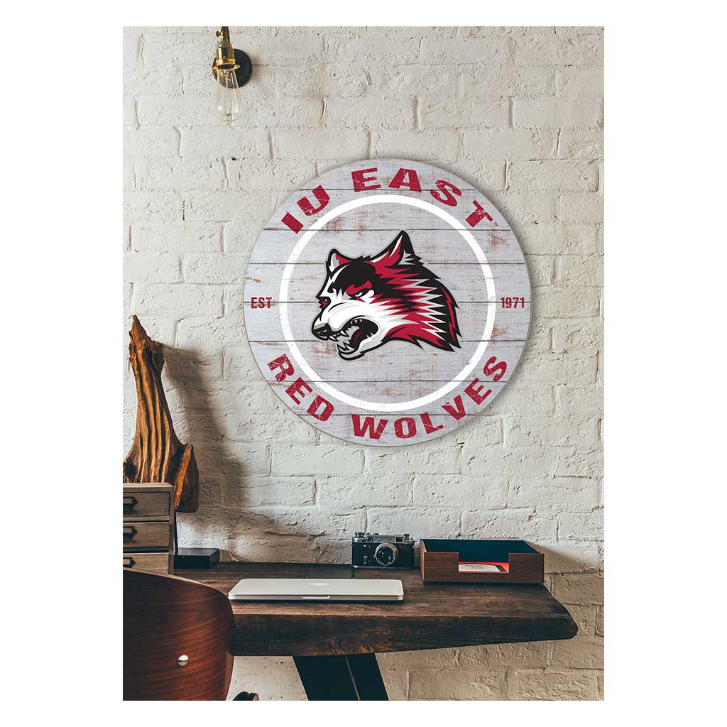 20x20 Weathered Circle Indiana University East Red Wolves