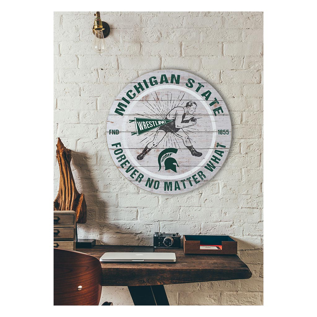 20x20 Throwback Weathered Circle Michigan State Spartans Wrestling