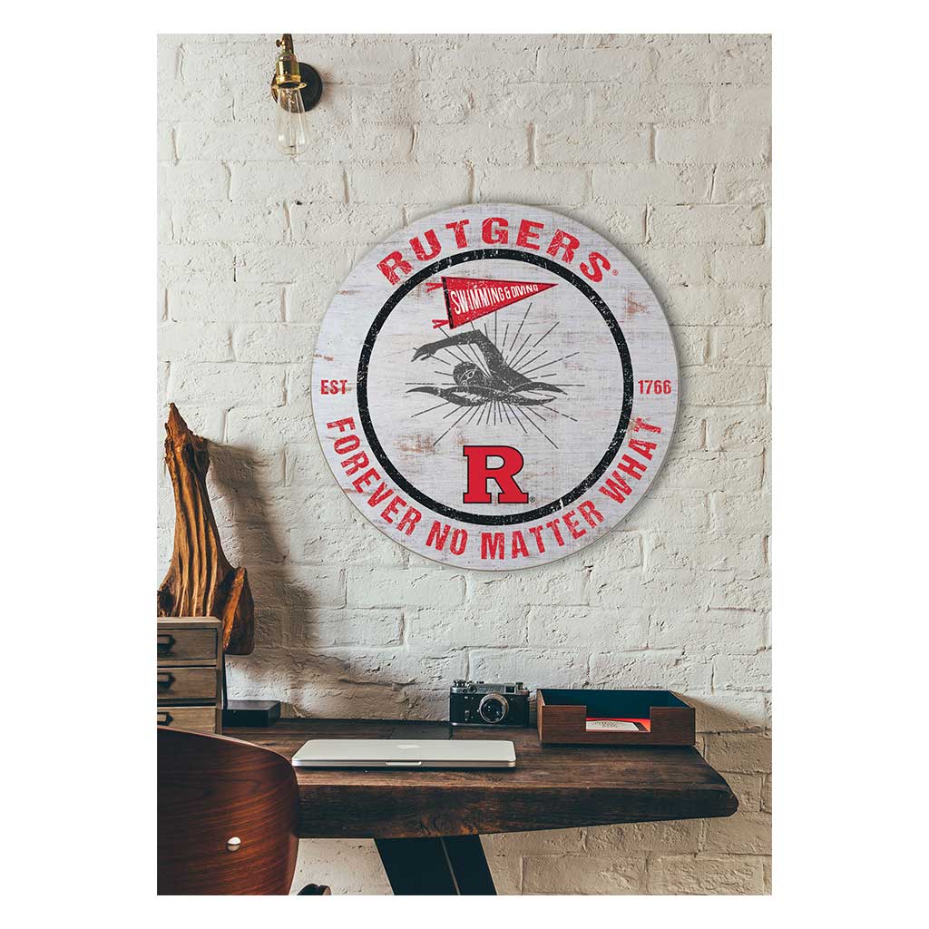 20x20 Throwback Weathered Circle Rutgers Scarlet Knights Swimming