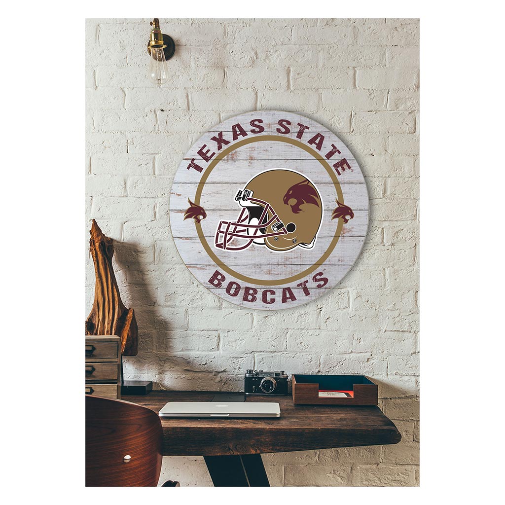 20x20 Weathered Helmet Sign Texas State Bobcats