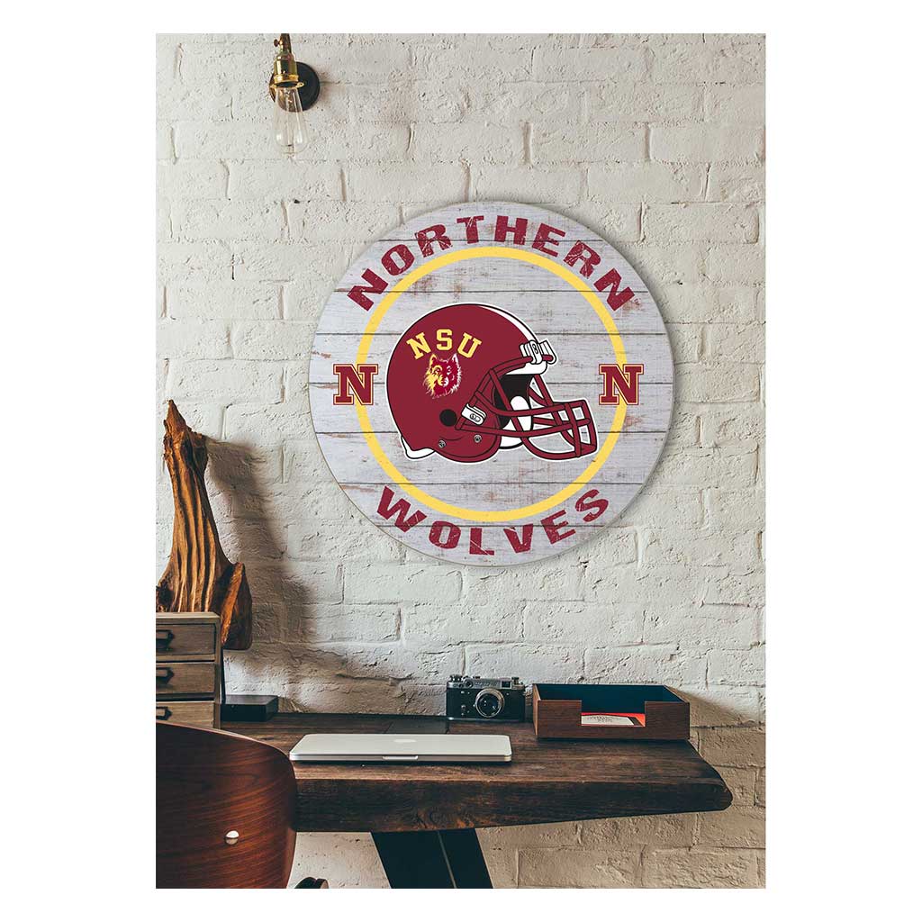 20x20 Weathered Helmet Sign Northern State University Wolves