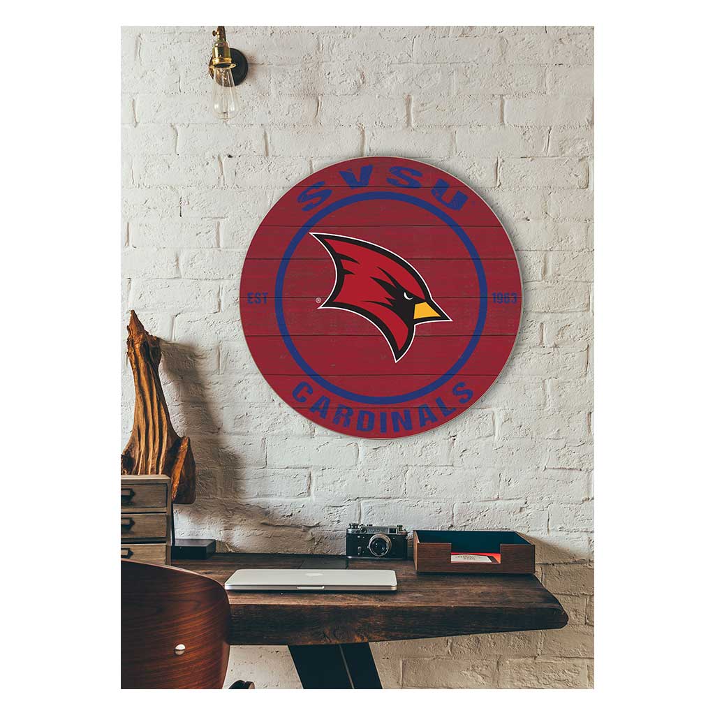 20x20 Weathered Colored Circle Saginaw Valley State University Cardinals