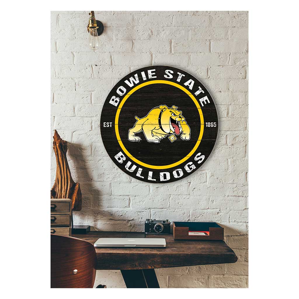 20x20 Weathered Colored Circle Bowie State Bulldogs