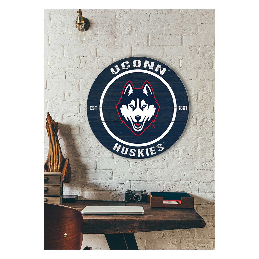 20x20 Weathered Colored Circle Connecticut Huskies