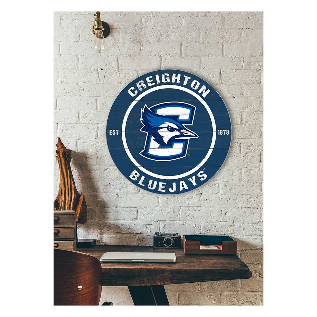 20x20 Weathered Colored Circle Creighton Bluejays